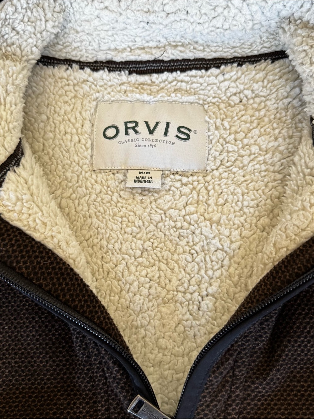 Orvis brown and Tan Textured Knit Patch Jacket